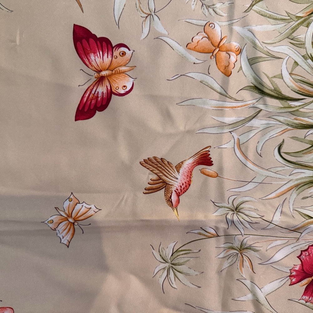 Tiffany & Co. Silk scarf with Green and Brown Nature Motif - Picture 4 of 8